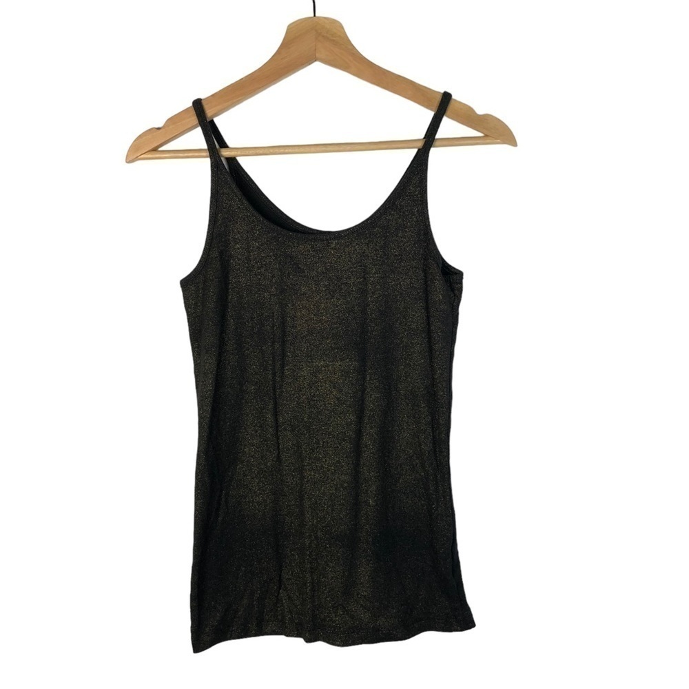 Faded Glory Black & Gold Shimmer Cami Tank Top‎ M